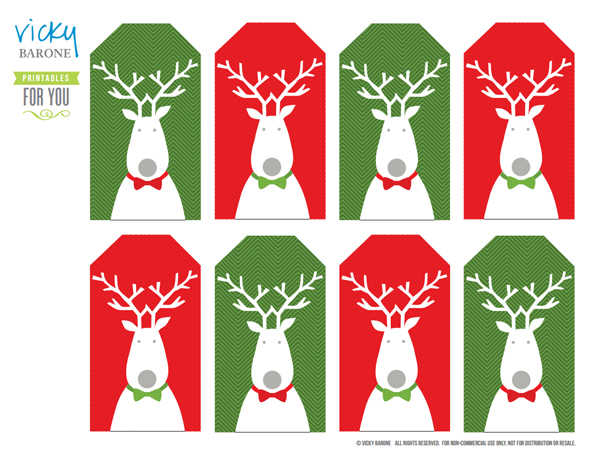 Vicky Barone Free Downloadable Reindeer Gift Tag PDF