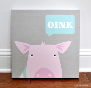 Oink Pig Canvas Wall Art