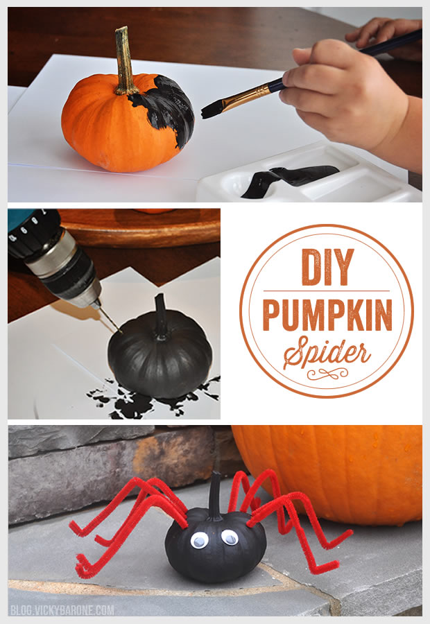 DIY Pumpkin Spider - Halloween Crafts for Kids by Vicky Barone