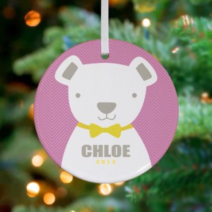 Bow Tie Teddy Pink - Personalized Holiday Ornaments by Vicky Barone on Etsy