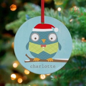 Dapper Owl - Personalized Holiday Ornament by Vicky Barone on Etsy