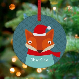 Festive Fox - Personalized Holiday Ornament by Vicky Barone on Etsy