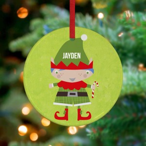 Little Boy Elf - Personalized Holiday Ornament by Vicky Barone on Etsy