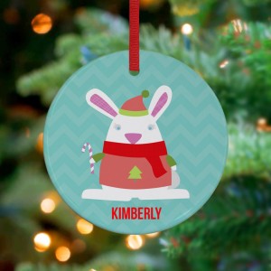 Snuggly Bunny - Personalized Holiday Ornament by Vicky Barone on Etsy