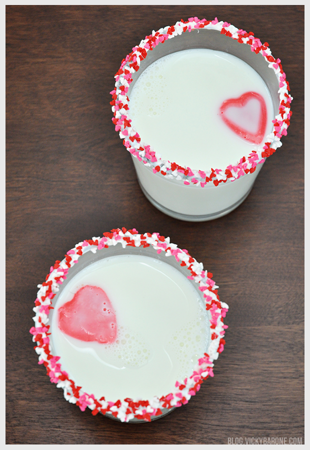 Heart-Shaped Pink Milk Cubes for Valentine's Day | Vicky Barone