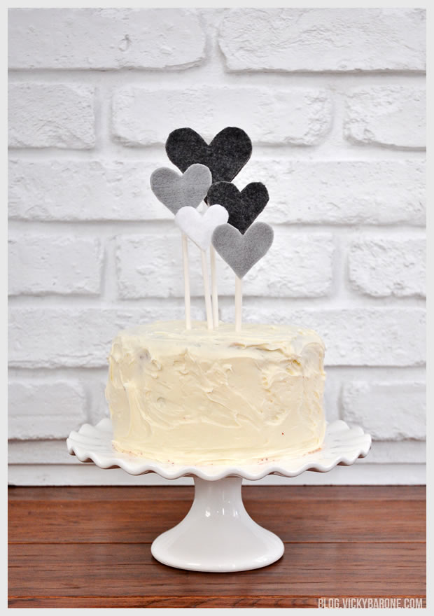 DIY Felt Heart Cake Toppers for Valentine's Day | Vicky Barone