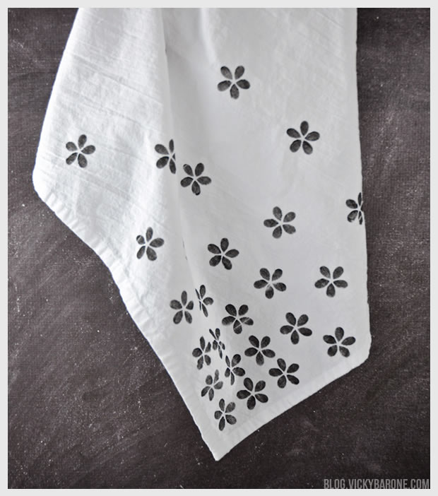 DIY Stamped Tea Towels | Vicky Barone