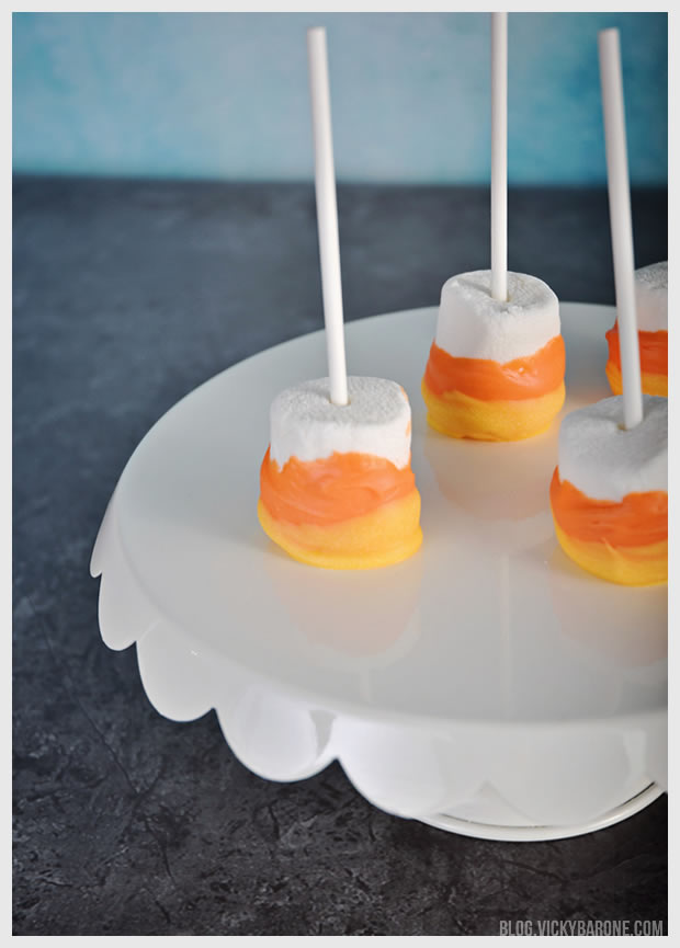 Candy Corn Marshmallow Pops | Vicky Barone
