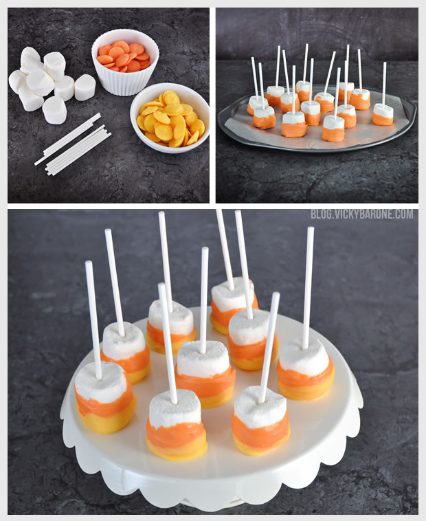 Candy Corn Marshmallow Pops | Vicky Barone