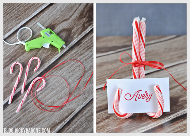 DIY Candy Cane Place Card Holder | Vicky Barone