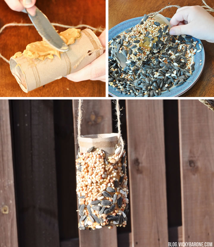 3 DIY Bird Feeders | Vicky Barone | Peanut Butter Bird Seed Feeder