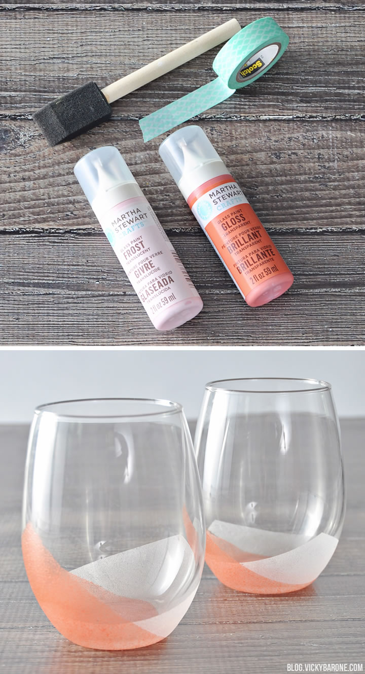 DIY Color Block Frosted Tumblers | Vicky Barone