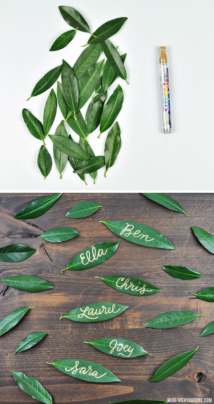 DIY Leaf Name Tags | Thanksgiving Table Setting | Vicky Barone