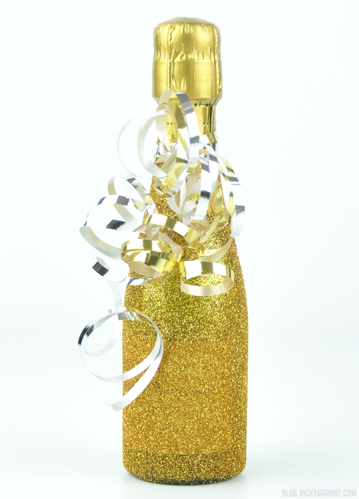 DIY Glitter Champagne Bottles | Vicky Barone