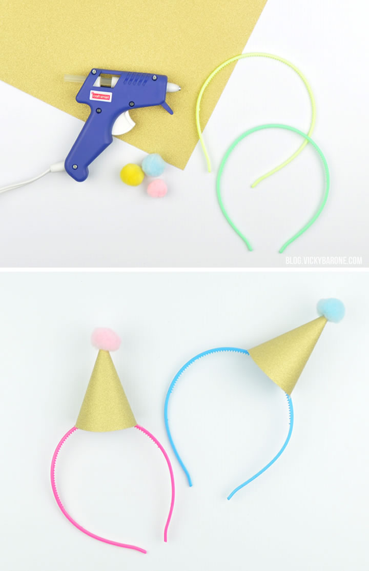 DIY Mini Party Hat Headbands | Vicky Barone