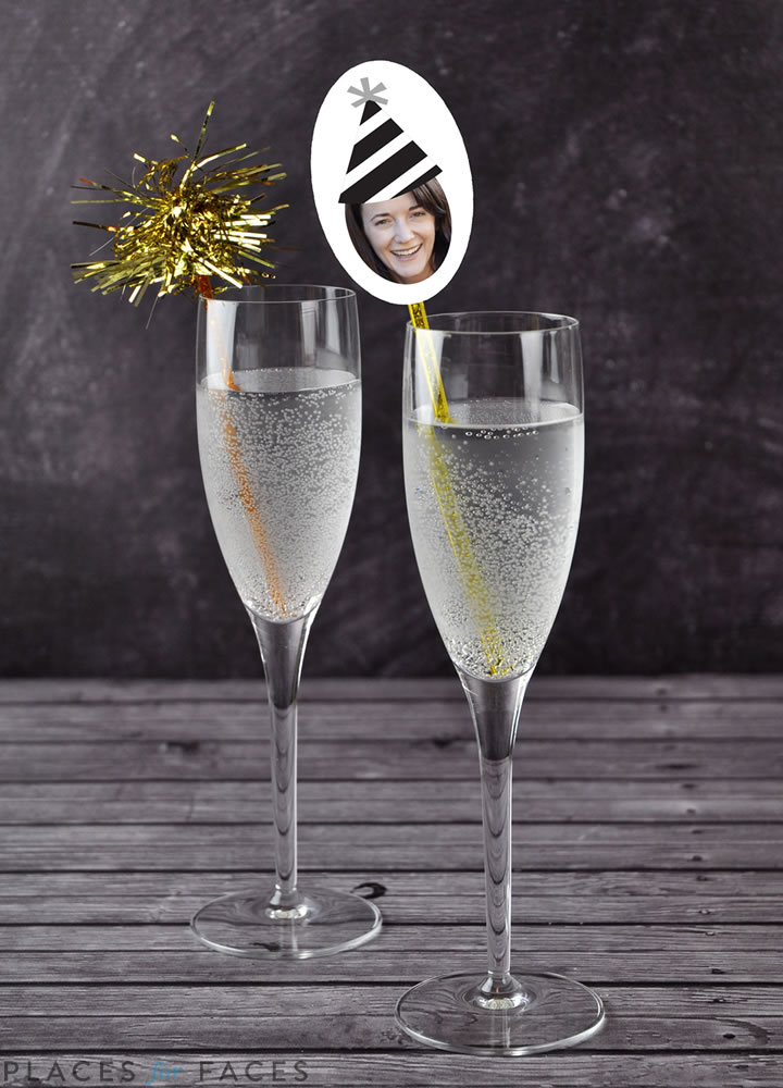 Happy New Year from Places for Faces | personalize your party with gift tags, cupcake toppers, swizzle sticks, personalized straws, and more!