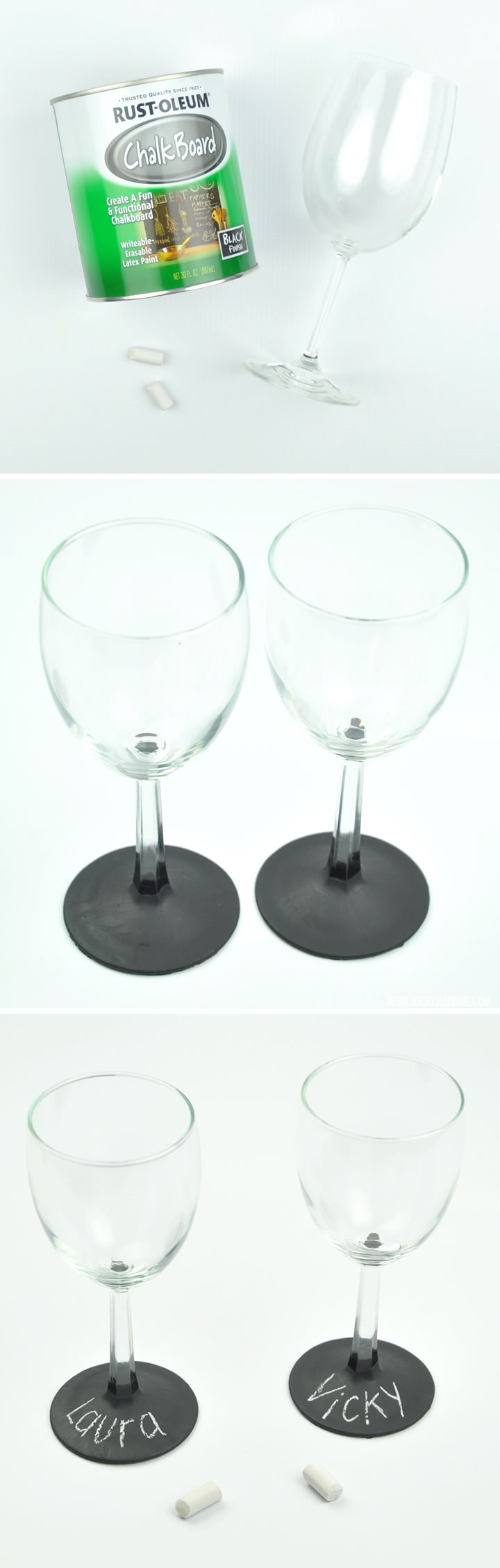 DIY Chalkboard Wine Glasses | Vicky Barone