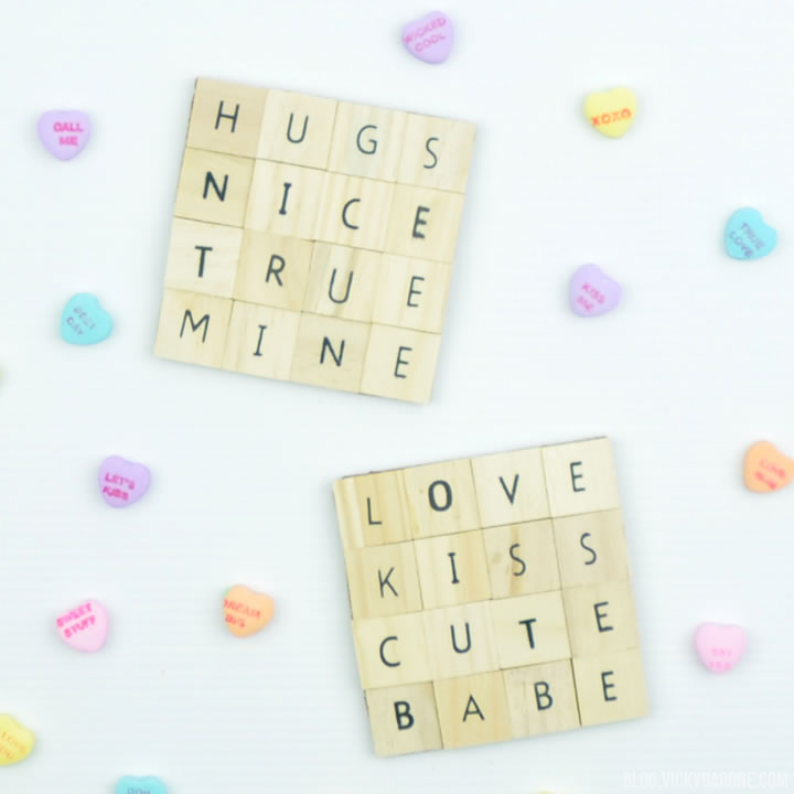 DIY Valentine's Day Coasters | Scrabble Letter Tiles | Vicky Barone