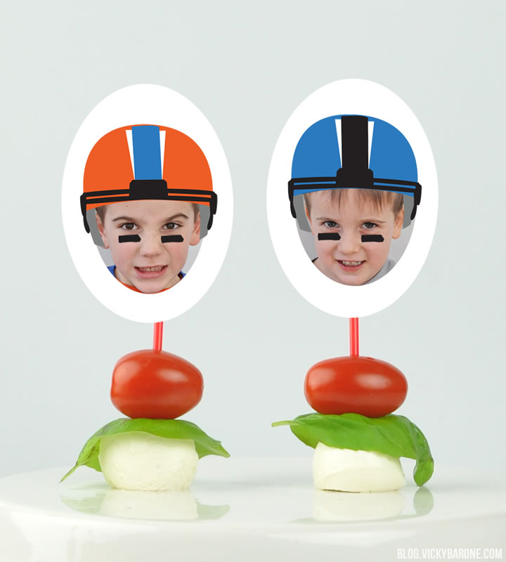 Cheer on your team with Places for Faces | custom appetizer toppers for game day snacks | Vicky Barone | Places for Faces