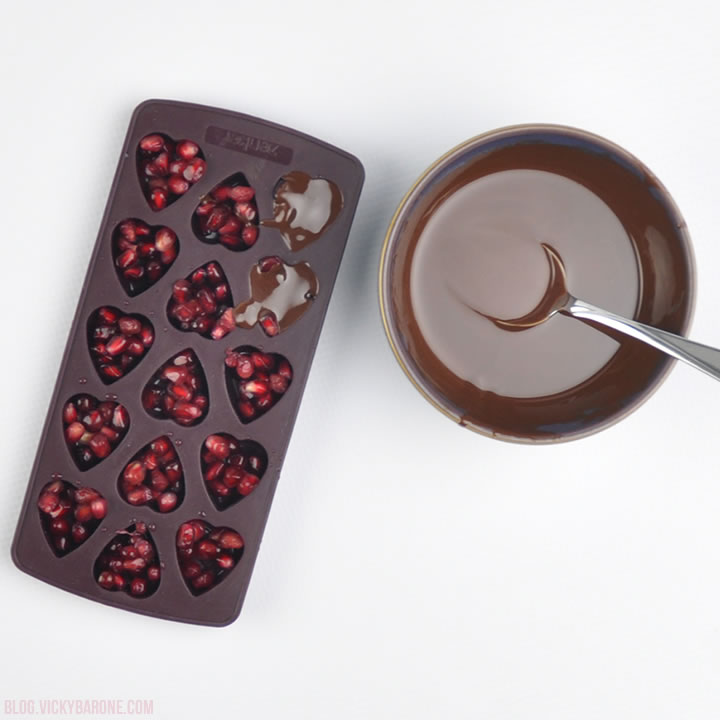 Dark Chocolate Pomegranate Hearts | Vicky Barone