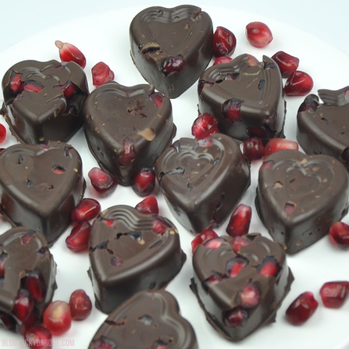 Dark Chocolate Pomegranate Hearts | Vicky Barone